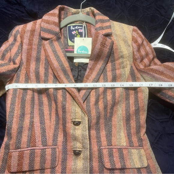 Boden British Wool Striped Blazer in Red, Pinks and Browns - Picture 15 of 15